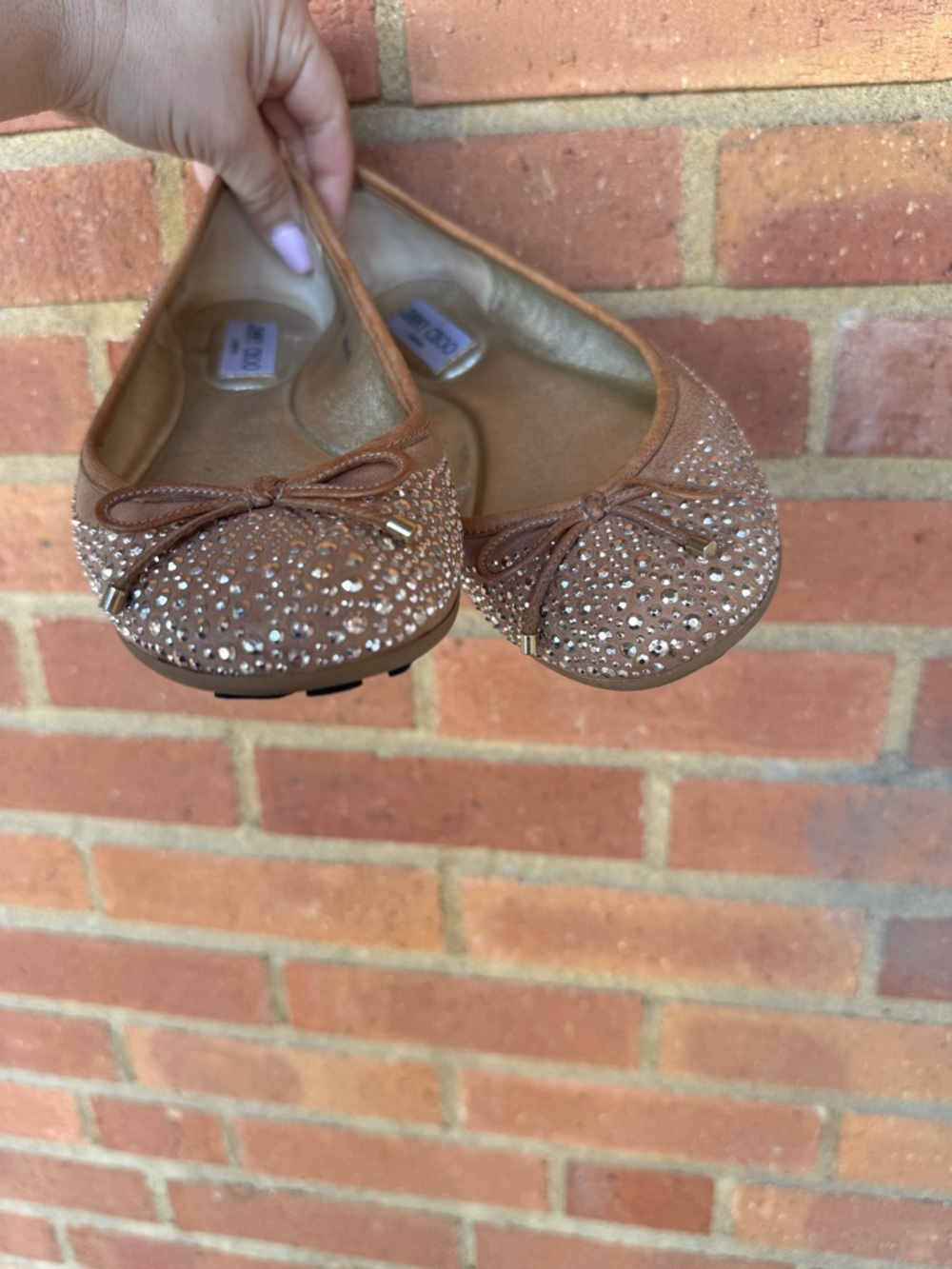 Jimmy Choo Nude Blush Crystal Embellished Ballet Flats - Picture 12 of 12